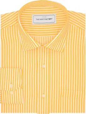 Men's Premium Cotton Striped Shirt - Yellow (1309)