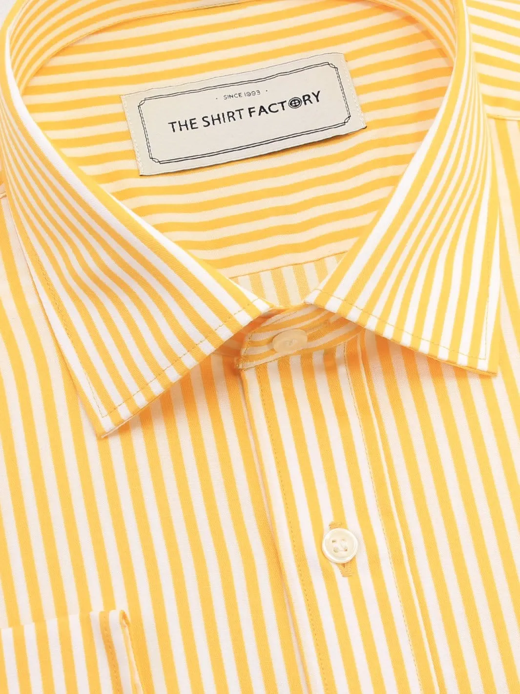 Men's Premium Cotton Striped Shirt - Yellow (1309)