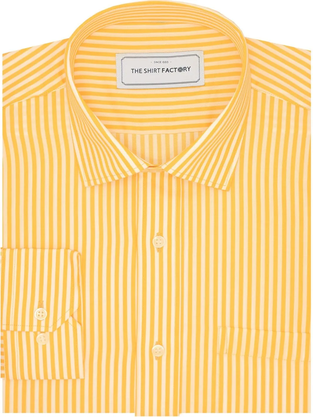 Men's Premium Cotton Striped Shirt - Yellow (1309)