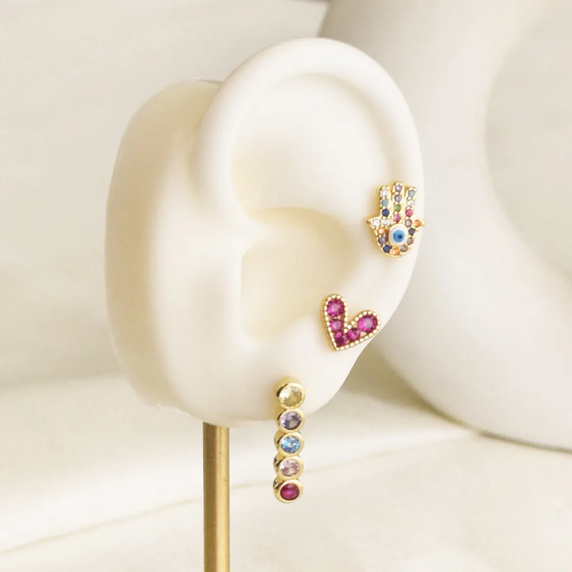 Multi Rosie Hamsa Earring Set