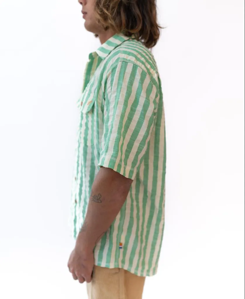 Muso Short Sleeve Shirt | Green Stripe