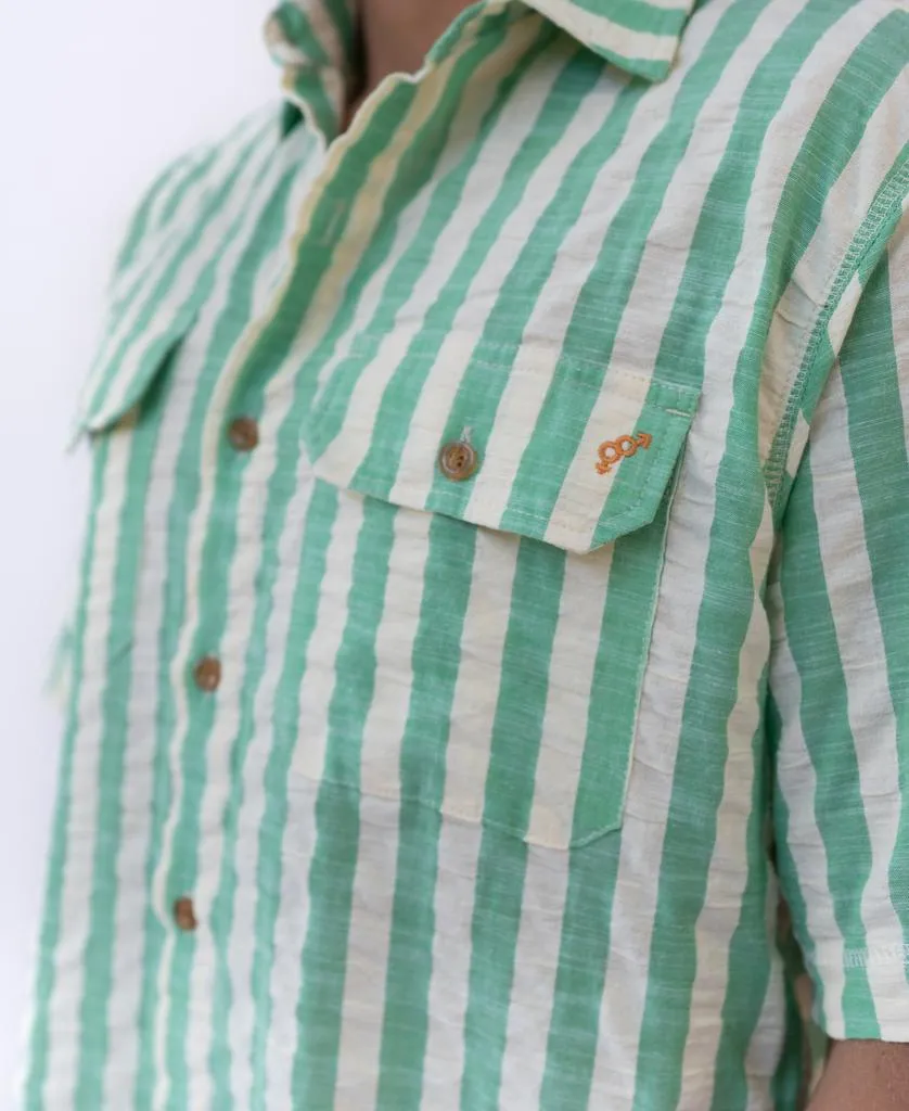 Muso Short Sleeve Shirt | Green Stripe