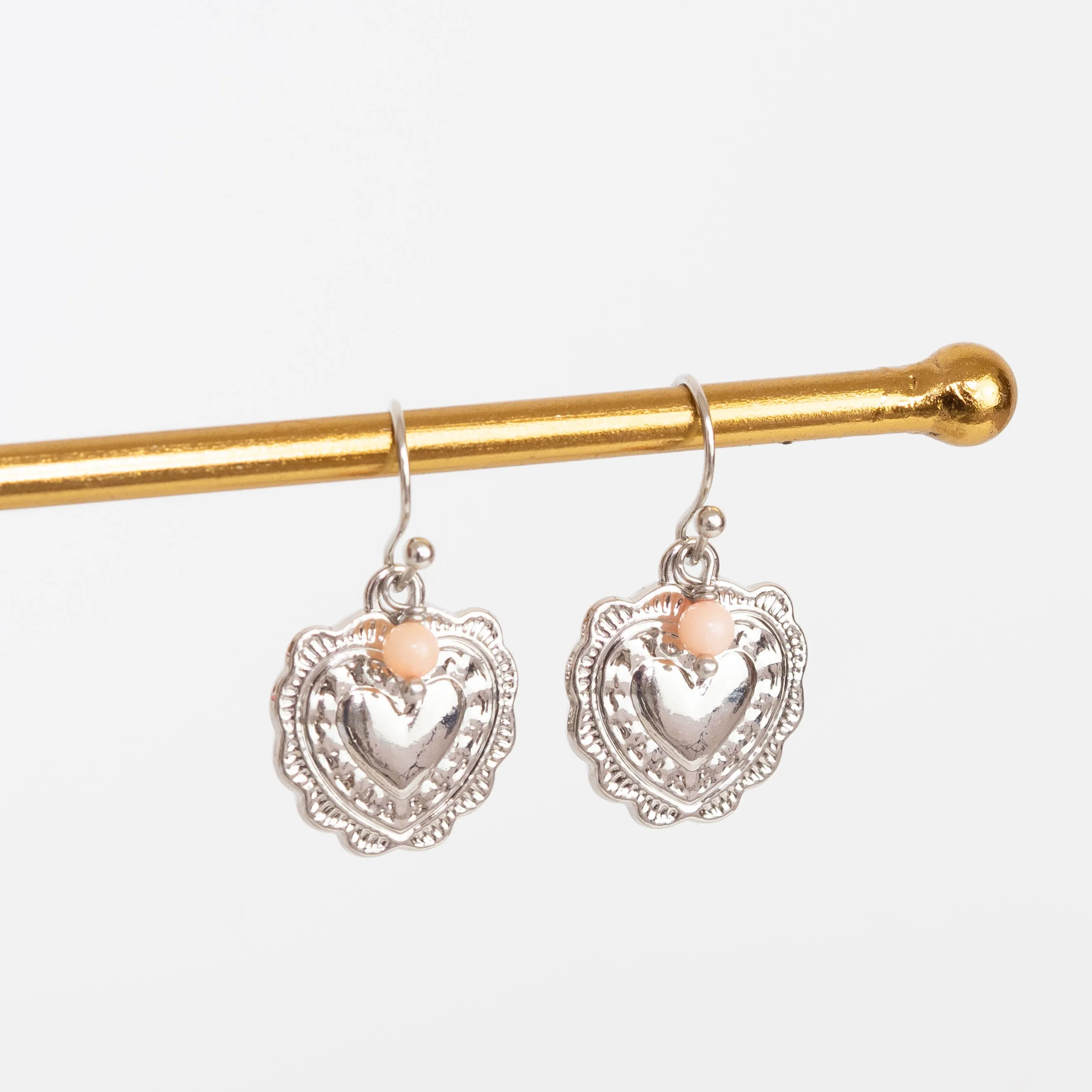 Nancy Frilly Heart Earrings - Silver