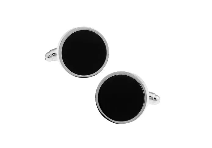 Pomfret Black Onyx Rhodium Plated Cufflinks