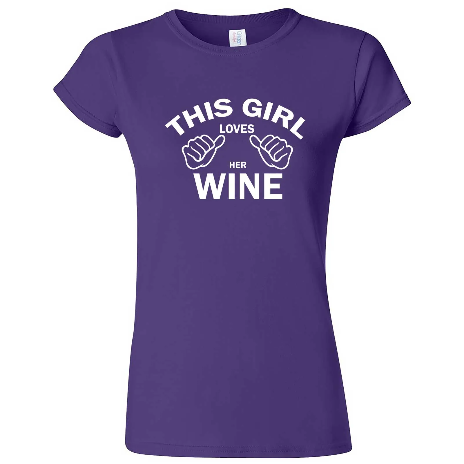 "This Girl Loves Her Wine, White Text" women's t-shirt