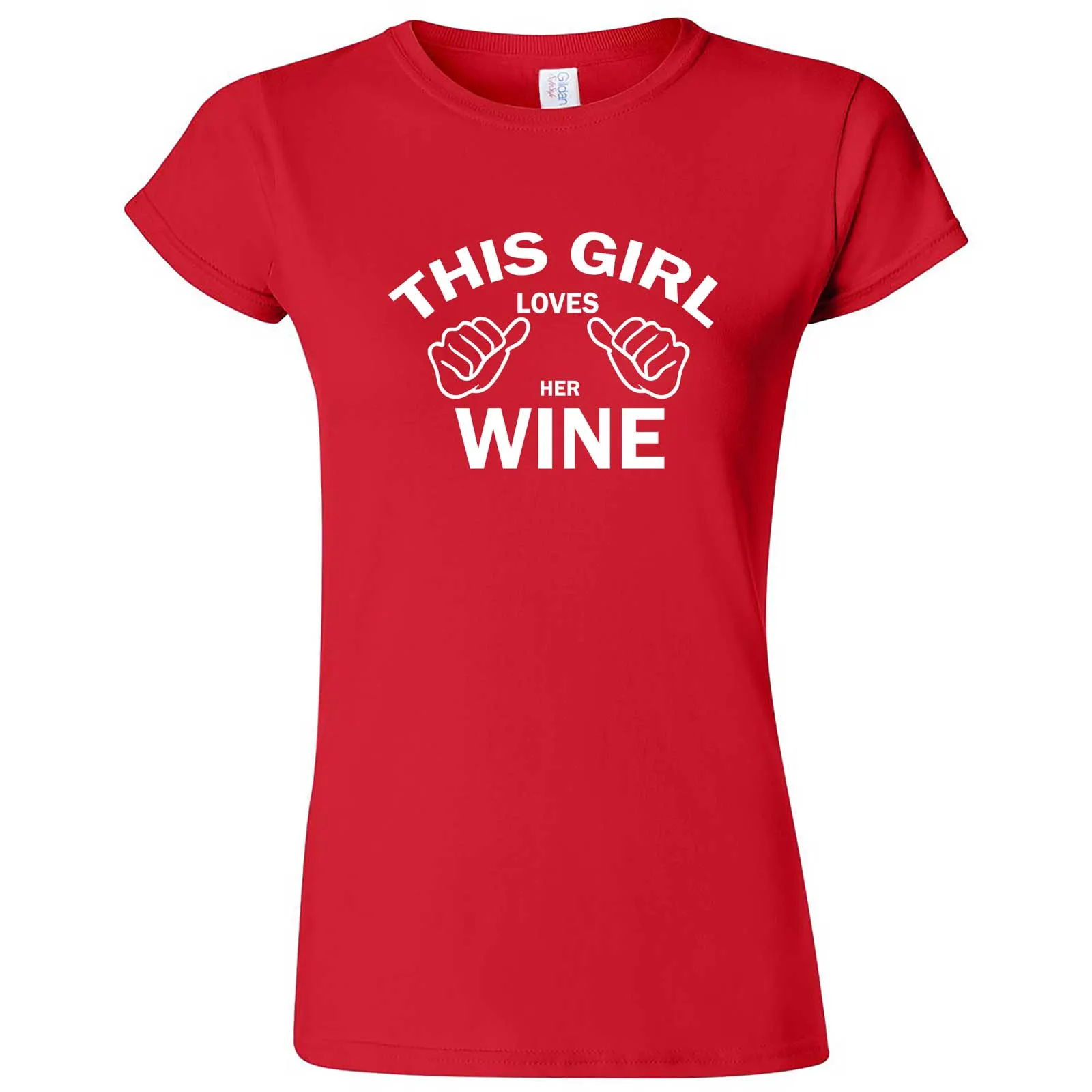 "This Girl Loves Her Wine, White Text" women's t-shirt