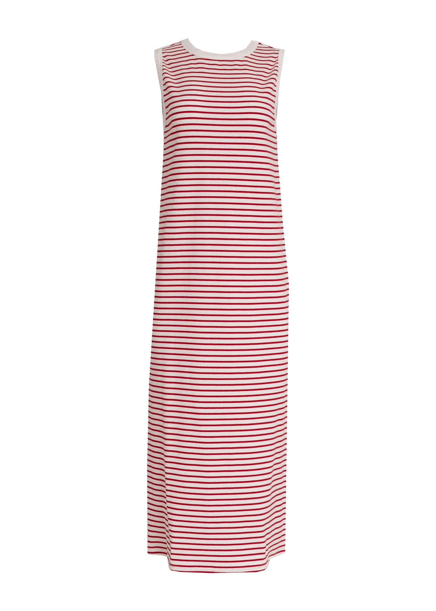 Red Striped Ribbed T-Shirt Dress