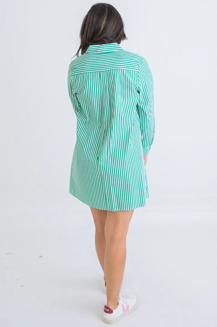 Stripe Poplin Shirt Dress