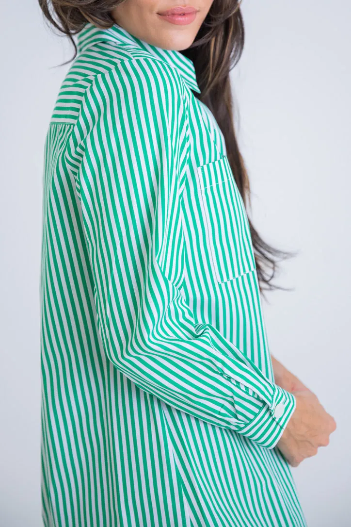 Stripe Poplin Shirt Dress