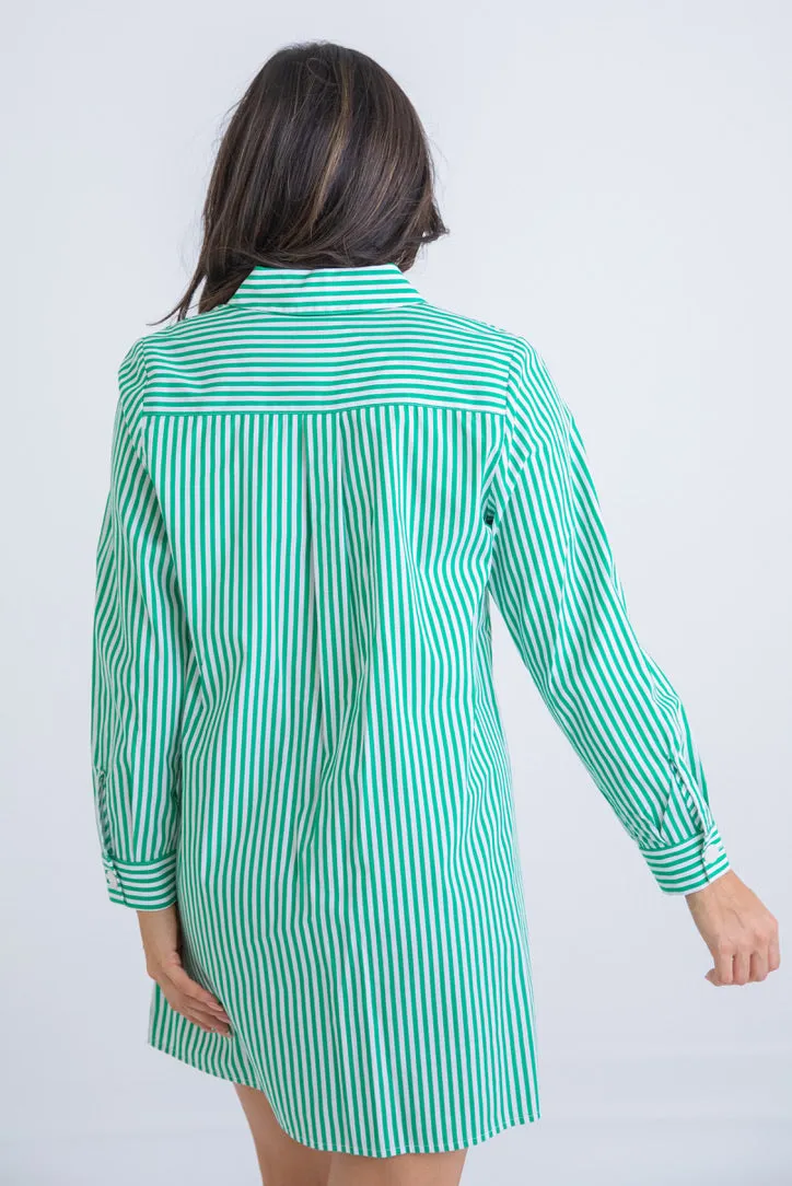 Stripe Poplin Shirt Dress