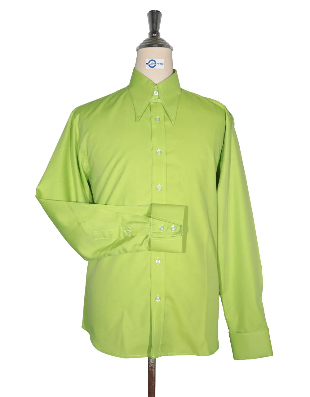 Tab Collar Shirt | Bright Green Tab Collar Shirt