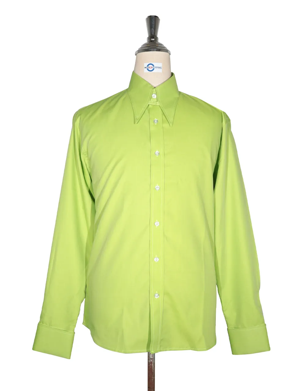 Tab Collar Shirt | Bright Green Tab Collar Shirt