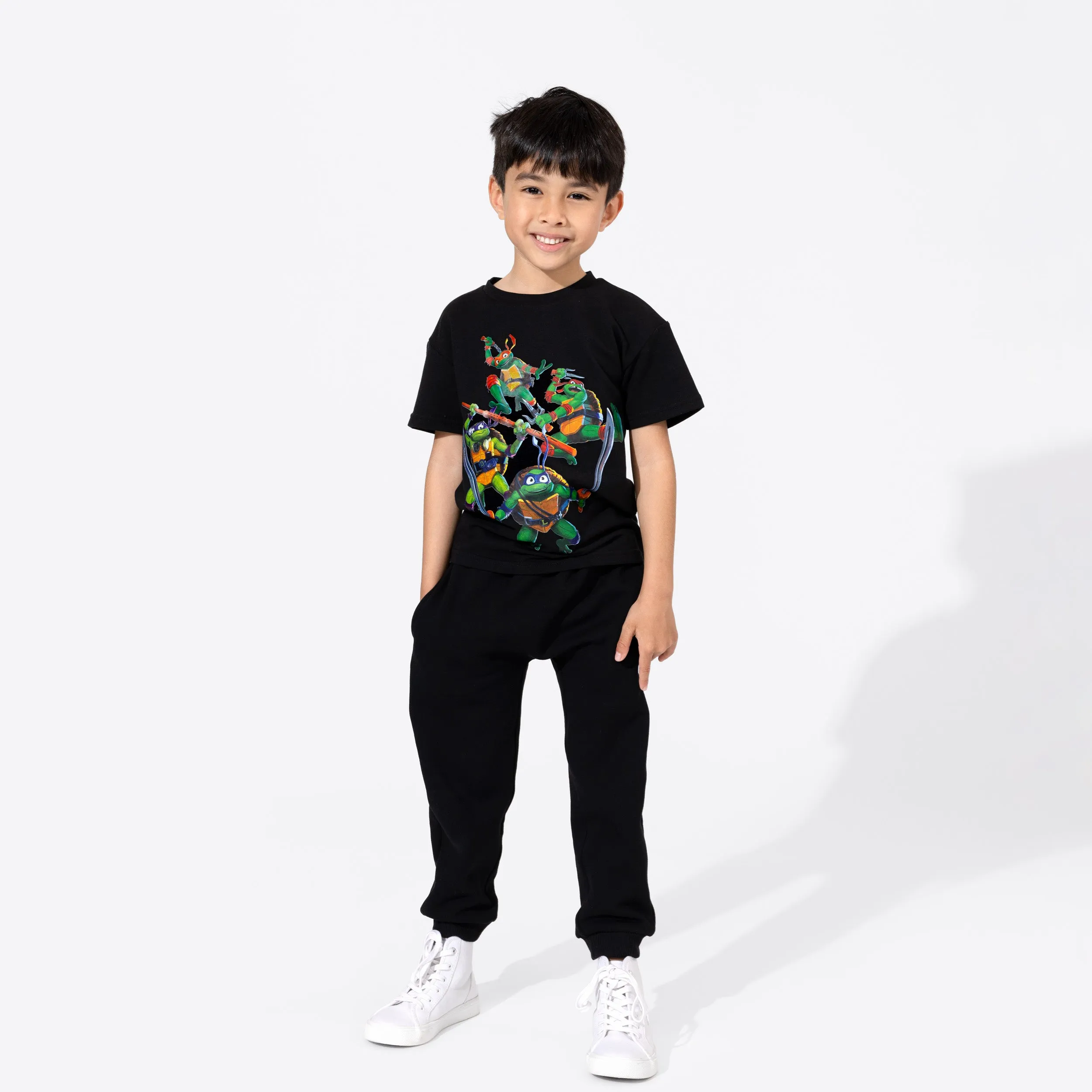 Teenage Mutant Ninja Turtles: Mutant Mayhem Obsidian Black Bamboo Terry Kids Oversized T-Shirt