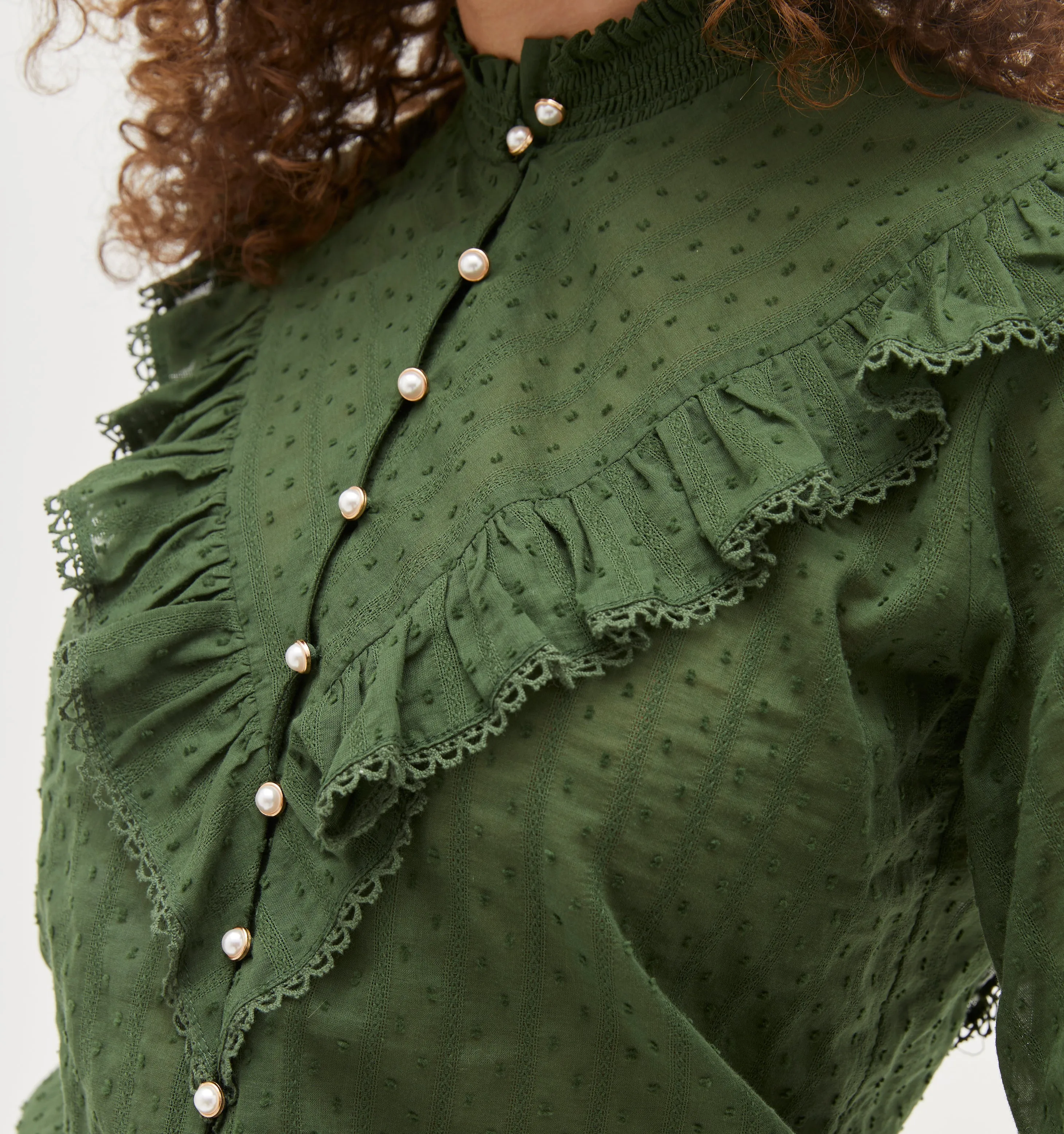 The Amira Top - Leaf Green Dot