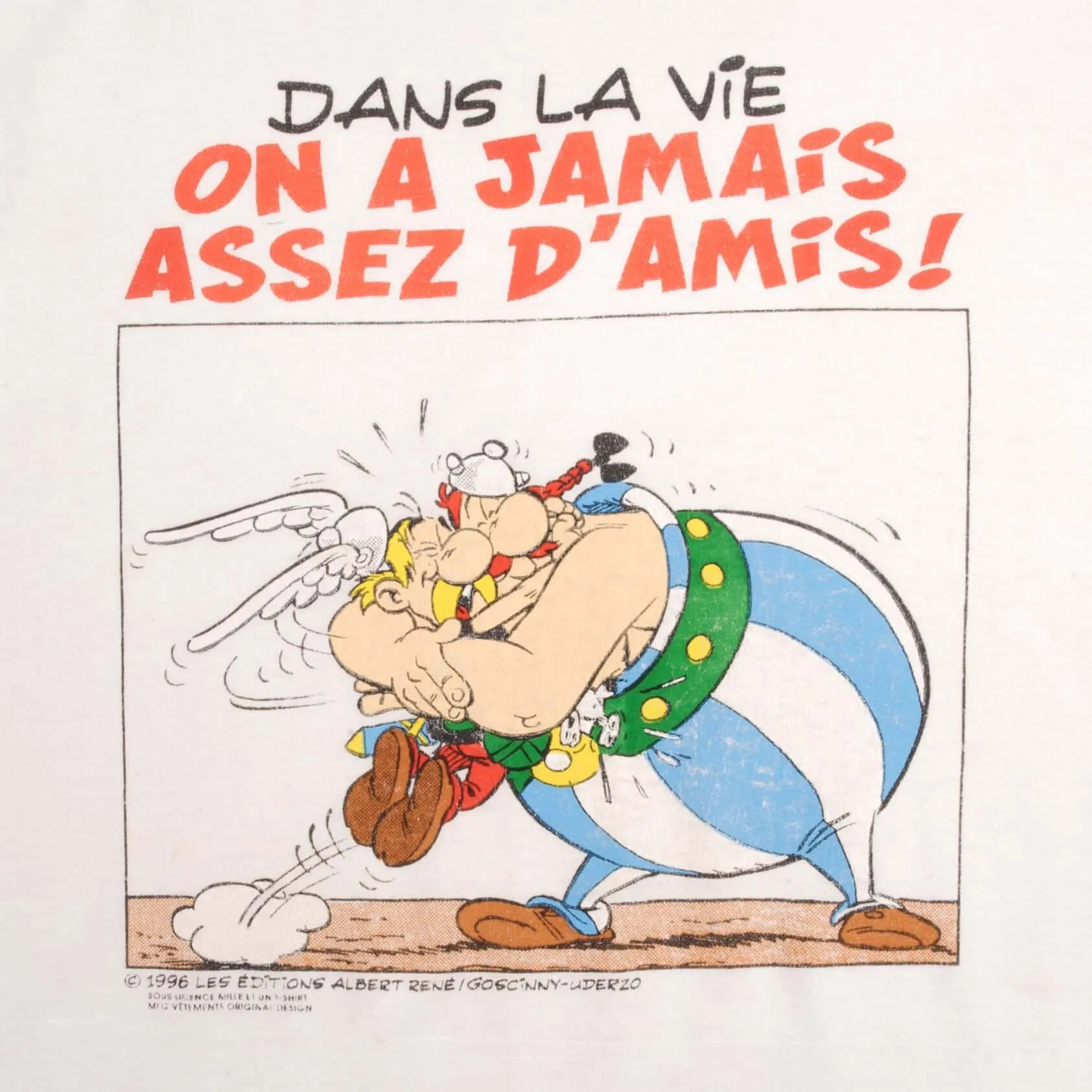 VINTAGE ASTERIX & OBELIX ON A JAMAIS ASSEZ D'AMIS TEE SHIRT 1996 SIZE XL