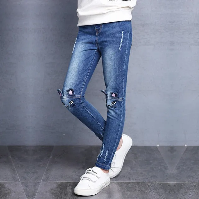 Warmed Fashionable Elastic Waist Skinny Jeans For Girls