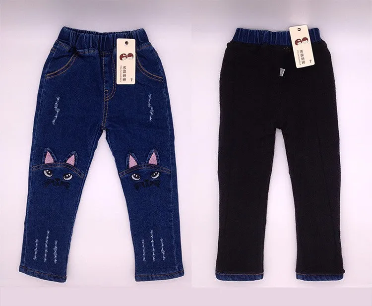 Warmed Fashionable Elastic Waist Skinny Jeans For Girls