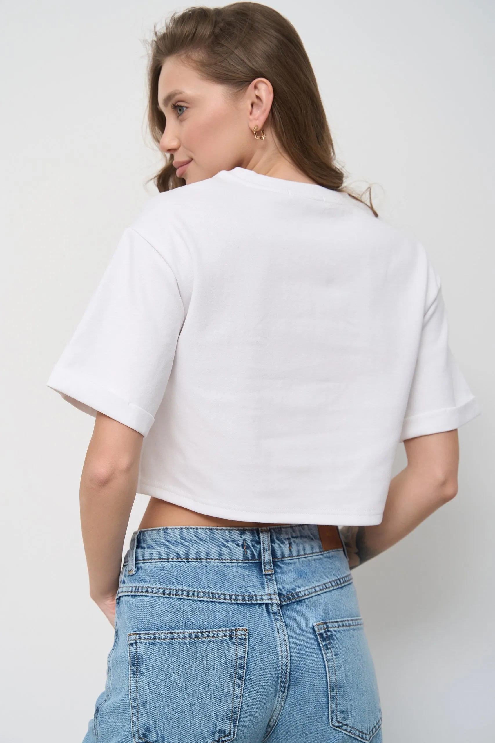 White Oversized Cropped T-Shirt