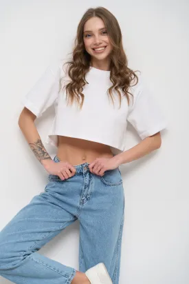 White Oversized Cropped T-Shirt